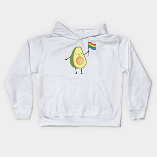 Avocado with lgbtq+ flag Kids Hoodie